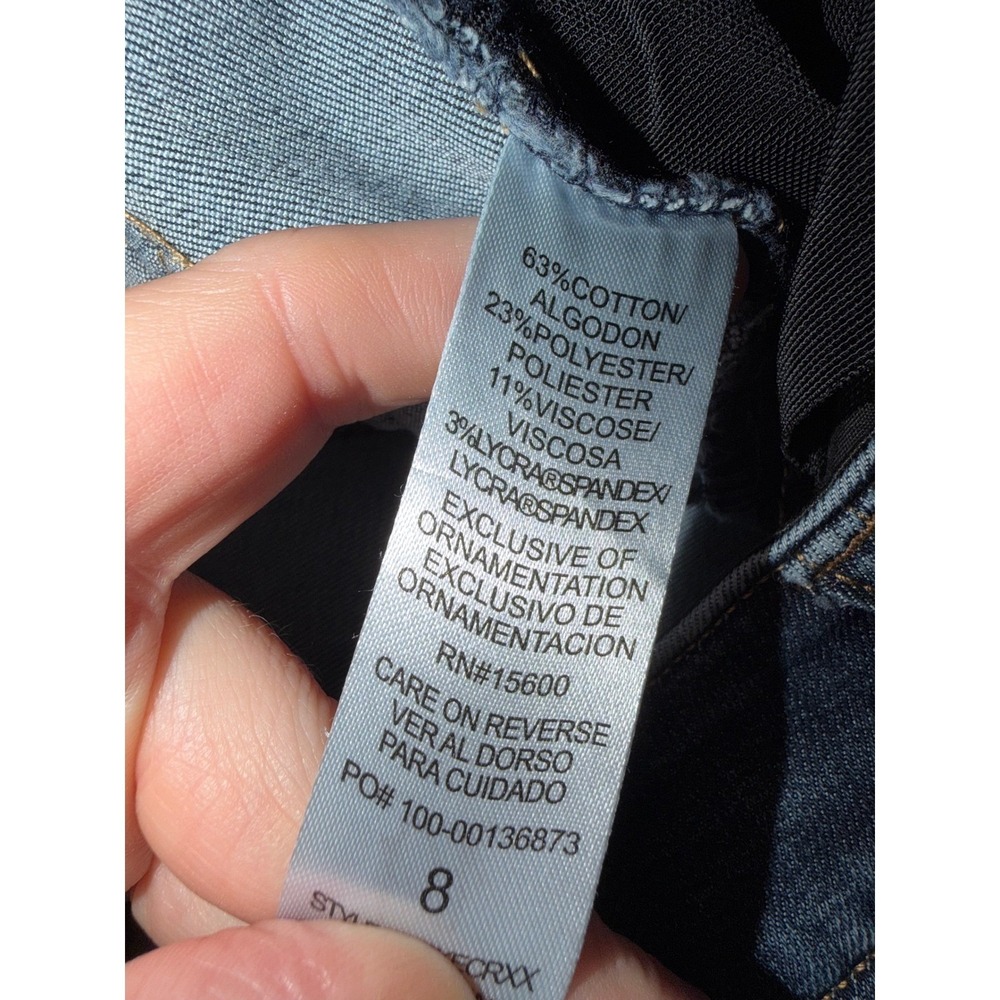 Democracy Ab Solution Straight Leg Jeans Dark Wash Frayed Hem Size 8 X4 - Picture 9 of 9
